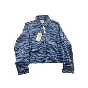 Tommy Bahama‎ Zebra Print Chambray Jacket Taunt Trucker Blue Women's Large NWT